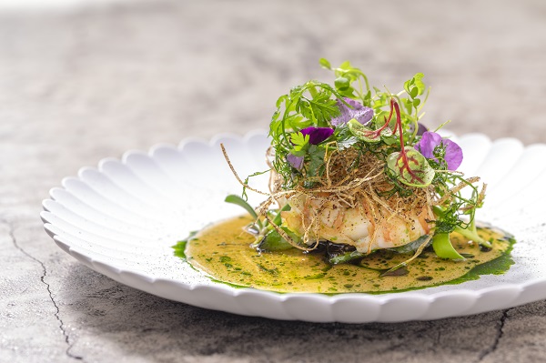 Taiwanese Lobster, Burnt corn, barbecue cucumbers, lemon thyme